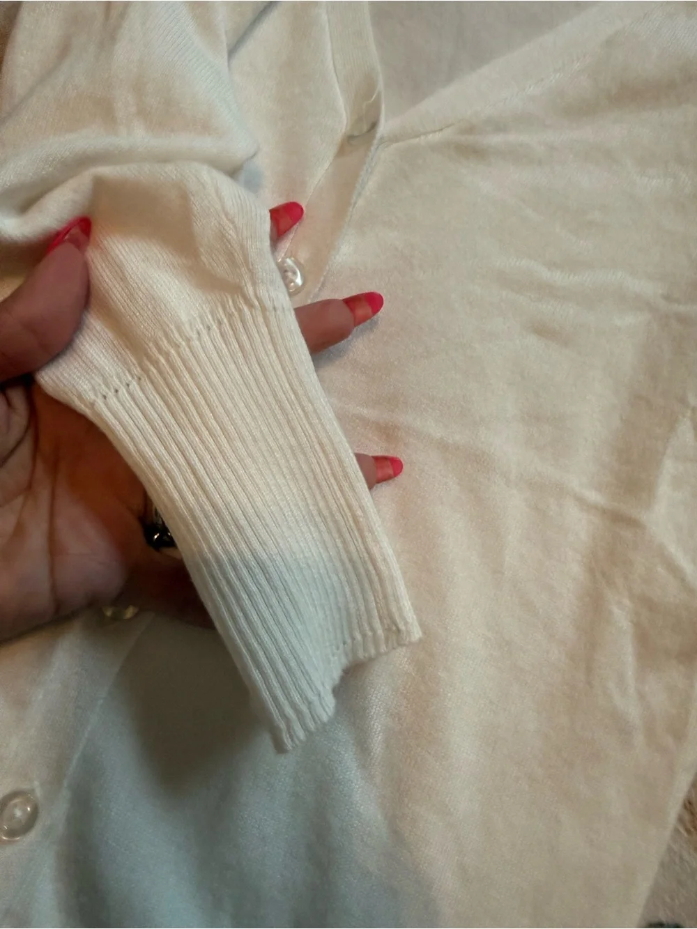 Maurices Light Cream V-Neck Button Cardigan